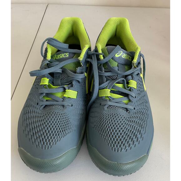 Asics Men\'s Gel-Resolution 9 Steel Blue Hazard Green Sneaker Size 6.5 Wide main image 4